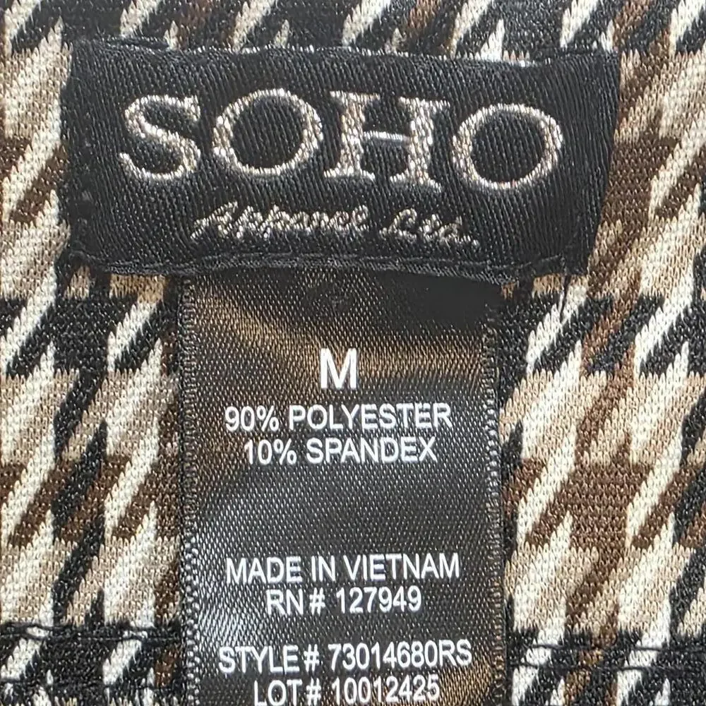 SOHO Apparel Women's Houndstooth Pattern Slim Fit Pants- Medium - Picture 8 of 8